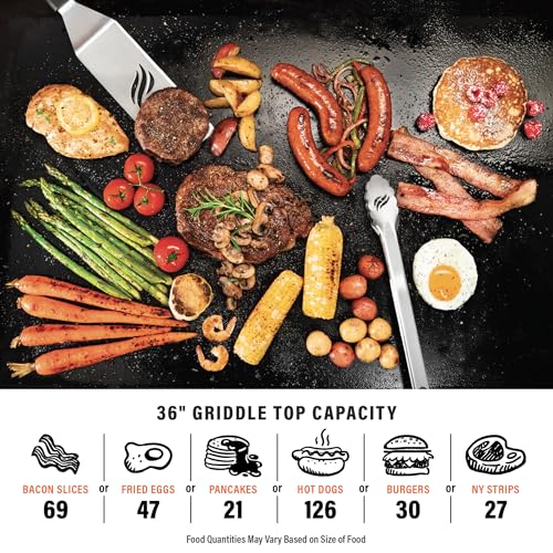 Blackstone 4 Burner 36" Original Omnivore Griddle with Hood Gas Grill #2322 Black: Propane Powered, Cast Iron Cooking Surface - Bellso