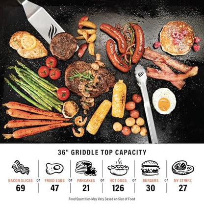 Blackstone 4 Burner 36" Original Omnivore Griddle with Hood Gas Grill #2322 Black: Propane Powered, Cast Iron Cooking Surface - Bellso