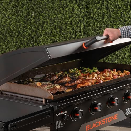 Blackstone 4 Burner 36" Original Omnivore Griddle with Hood Gas Grill #2322 Black: Propane Powered, Cast Iron Cooking Surface - Bellso