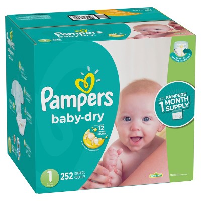 Pampers Baby Dry Diapers Size 1  252 Count Size 1 8-14lbs - Bellso