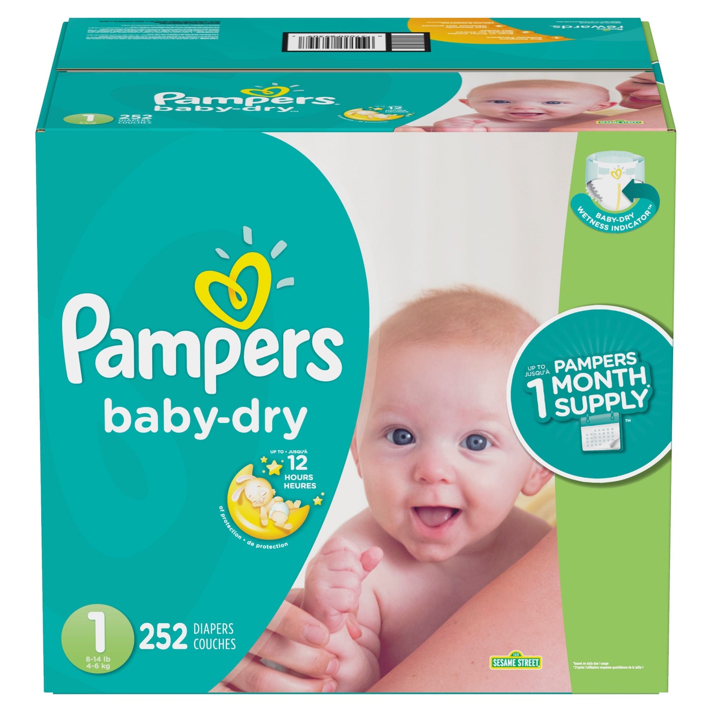 Pampers Baby Dry Diapers Size 1  252 Count Size 1 8-14lbs - Bellso
