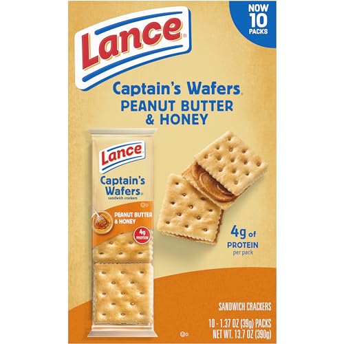 Lance Sandwich Crackers  Captain S Wafers Peanut Butter and Honey  10 Packs  6 Sandwiches Each