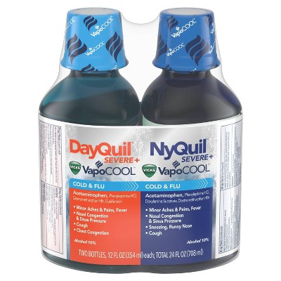 Vicks DayQuil & NyQuil Severe VapoCOOL Cold & Flu Medicine Liquid - 24 Fl Oz - Bellso