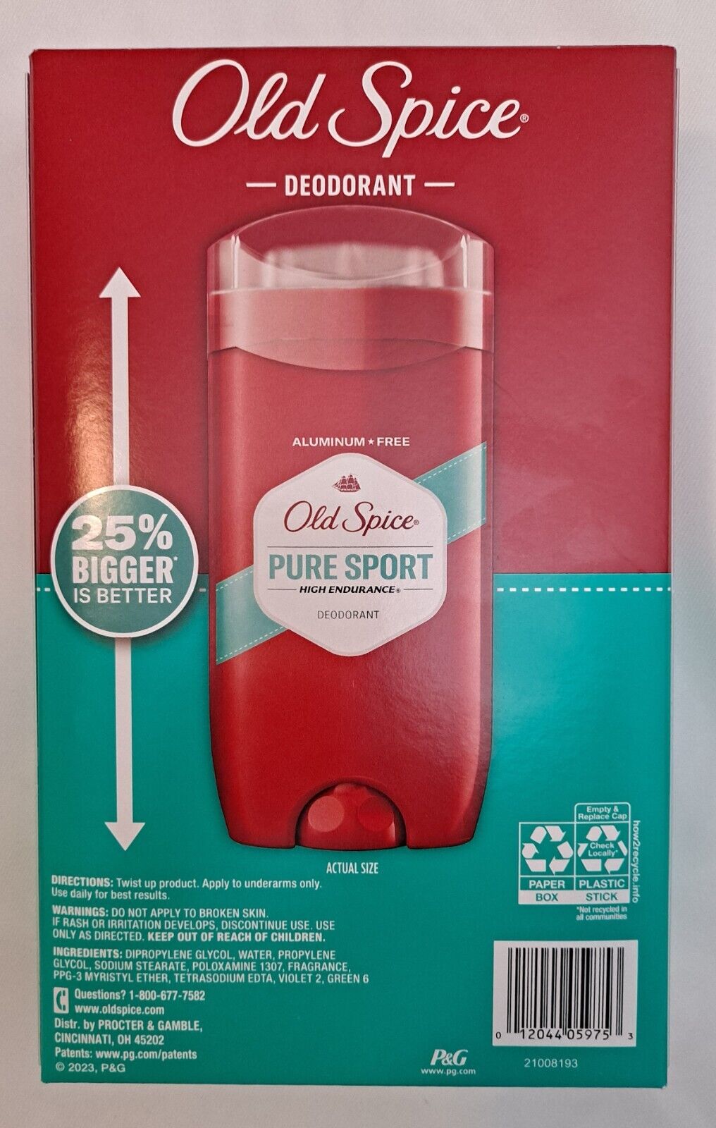 Old Spice High Endurance Deodorant 48-Hr. Pure Sport 3 Oz (5 Pack) - Bellso