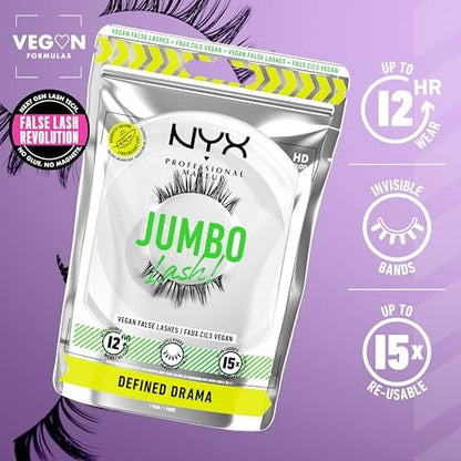 NYX Professional Makeup Jumbo Lash! False Eyelashes Type 08 Defined Drama 1 Pair - Bellso