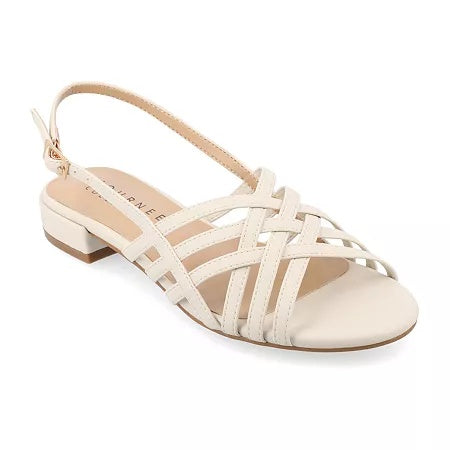 Journee Collection Women's Cassandra Woven Slingback Flat Sandals - Bone Size 9-1/2 M - Bellso