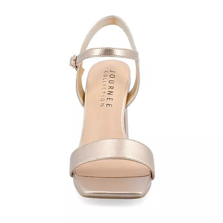 Journee Collection Women's Tivona Square Toe Block Heel Dress Sandals - Gold Size 8-1/2 M - Bellso