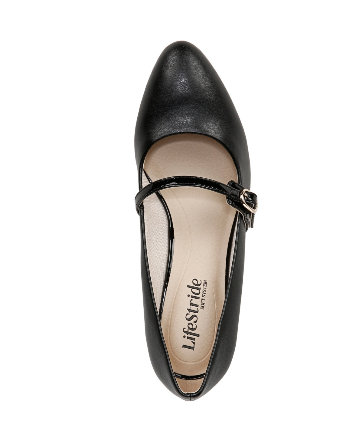 LifeStride Women's Gio Mary Jane 2 Wedge Pumps - Black Faux Leather Size 8 - Bellso
