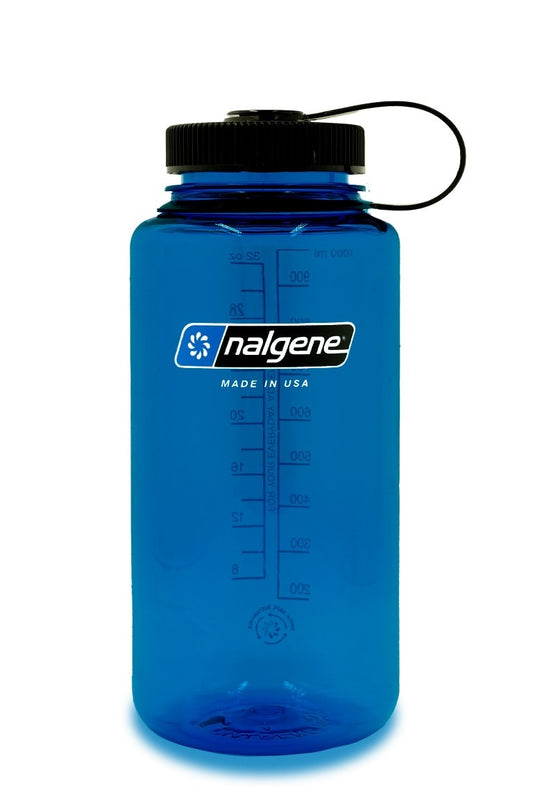 Nalgene 32 Fl Oz Plastic Wide Mouth Water Bottle - Cornflower: Portable Drinkware, Plastic Lid