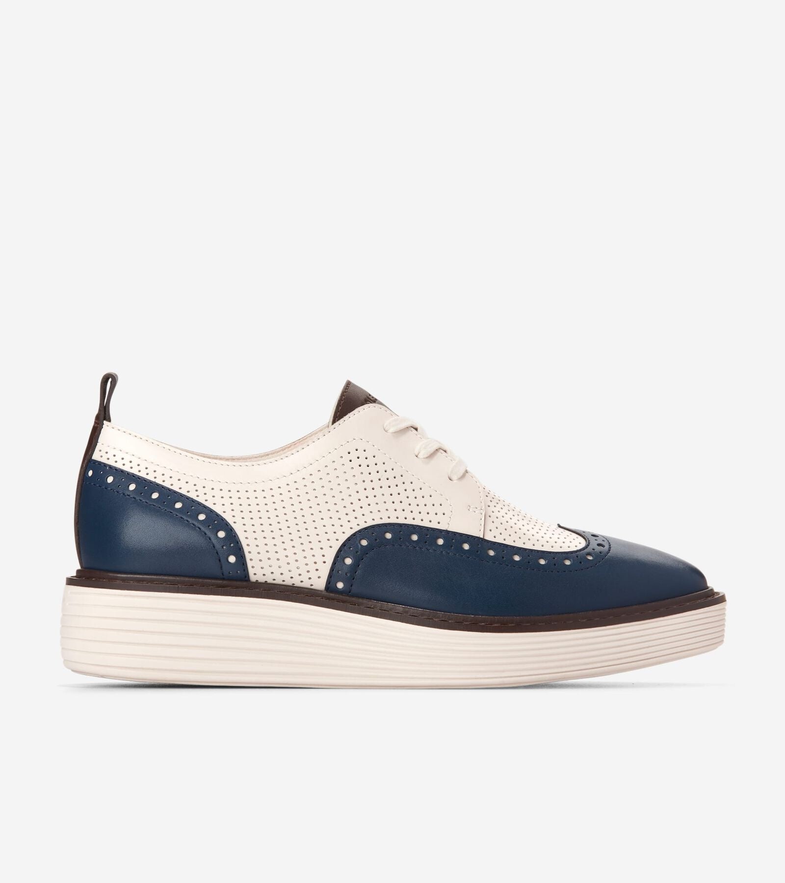 Cole Haan Originalgrand Platform Wing Tip Oxford (Blue Wing Teal/Ivory) Women's Shoes Size 8 - Bellso