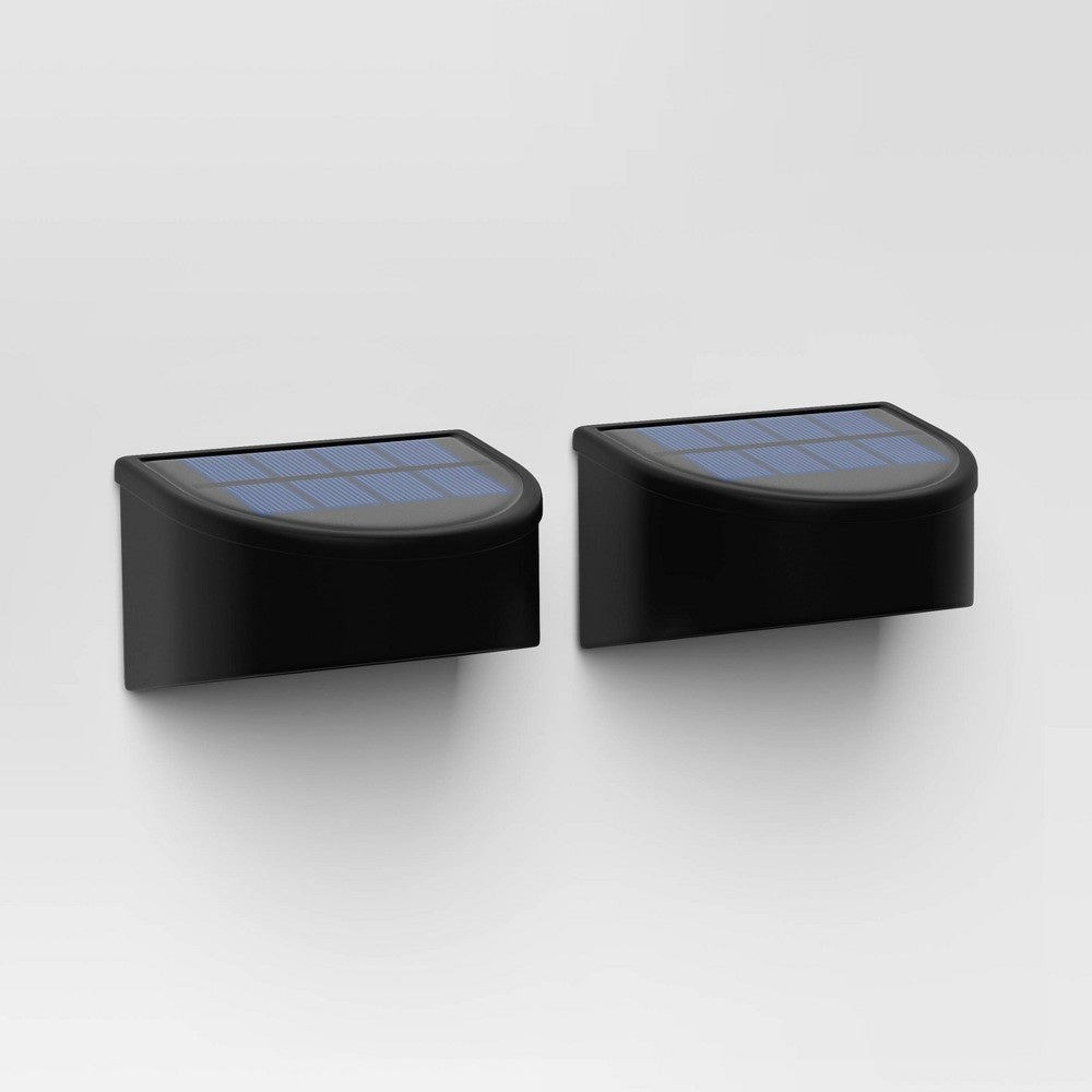2pk Insert Lens Deck Solar LED Outdoor Step Lights Matte Black - Threshold™: Weather-Resistant, Automatic Lighting, Hang/Stake Options - Bellso