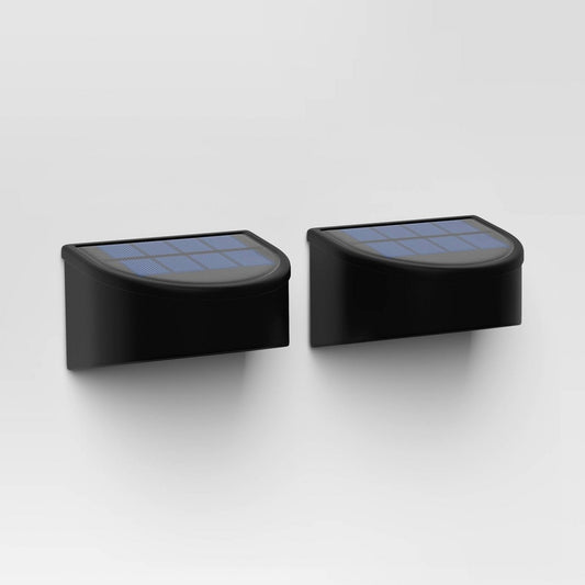 2pk Insert Lens Deck Solar LED Outdoor Step Lights Matte Black - Threshold™: Weather-Resistant, Automatic Lighting, Hang/Stake Options - Bellso