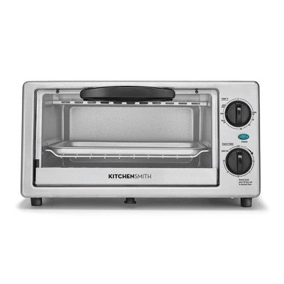 KitchenSmith by Bella Toaster Oven - Stainless Steel: Countertop Small Toaster, 4-Slice, Adjustable Browning, Auto Shut-Off - Bellso