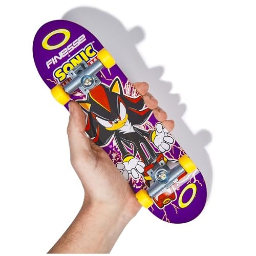 Tech Deck Finesse X Sonic the Hedgehog Handboard; Authentic Mini Skateboards Kids Toys for Boys and Girls Ages 6 and up (Hands Use Only) - Bellso