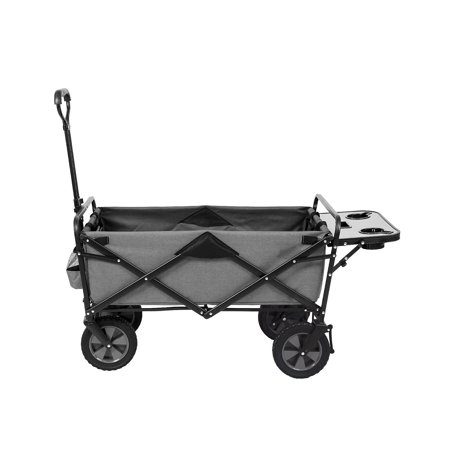 Mac Sports Heavy Duty Steel Frame Collapsible Folding 150 Pound Capacity Outdoor Garden Utility Wagon Yard Cart with Table and Cup Holders  Black - Bellso