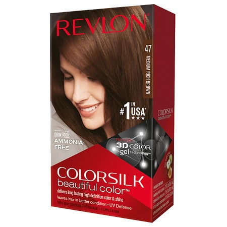 Revlon Colorsilk 47 Beautiful Color 47 Medium Rich Brown Permanent Hair Color