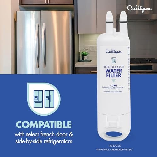Culligan CUW1 Replacement Whirlpool (EDR1RXD1 WHR1RXD1 KAD1RXD1) Refrigerator Water Filter 1: Filters Lead, Mercury, Chlorine, VOCs - Bellso