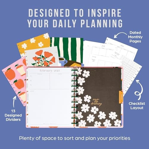 Happy Planner Disc-Bound 12-Month Academic Planner, July 2024–June 2025 Daily and Monthly Planner, Big Size, Teacher Layout, Sunday Sketches, 72 Pag - Bellso