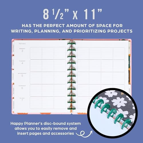 Happy Planner Disc-Bound 12-Month Academic Planner, July 2024–June 2025 Daily and Monthly Planner, Big Size, Teacher Layout, Sunday Sketches, 72 Pag - Bellso