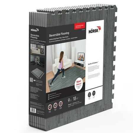 Norsk 25  X 25  Gray Foam Interlocking Floor Mats  9 Piece - Bellso
