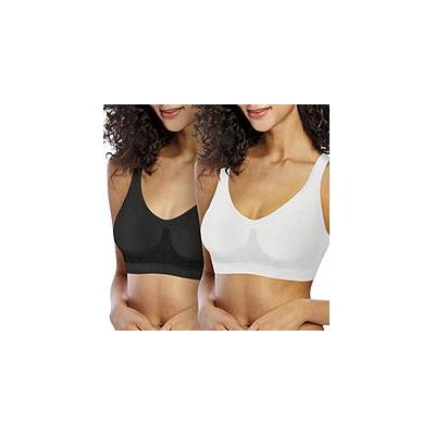 Bali Women S Comfort Revolution Flexible Wireless Shaping Bra  2 Pack (White/Black  L) - Bellso