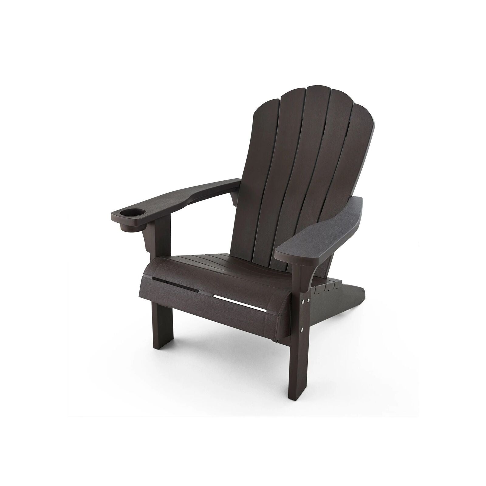 Keter Everest Adirondack Chair with Integrated Cupholder, Brown - Durable - Bellso