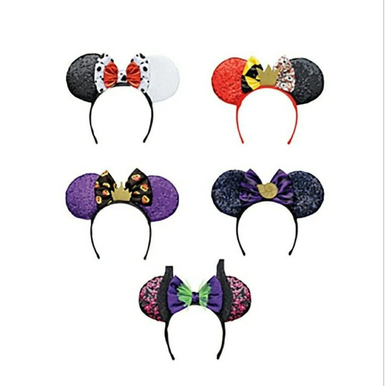 Disney 100 Mouse Ears VILLAINS Headband 5 Pk Ursula Queen Maleficent Cruella - Bellso