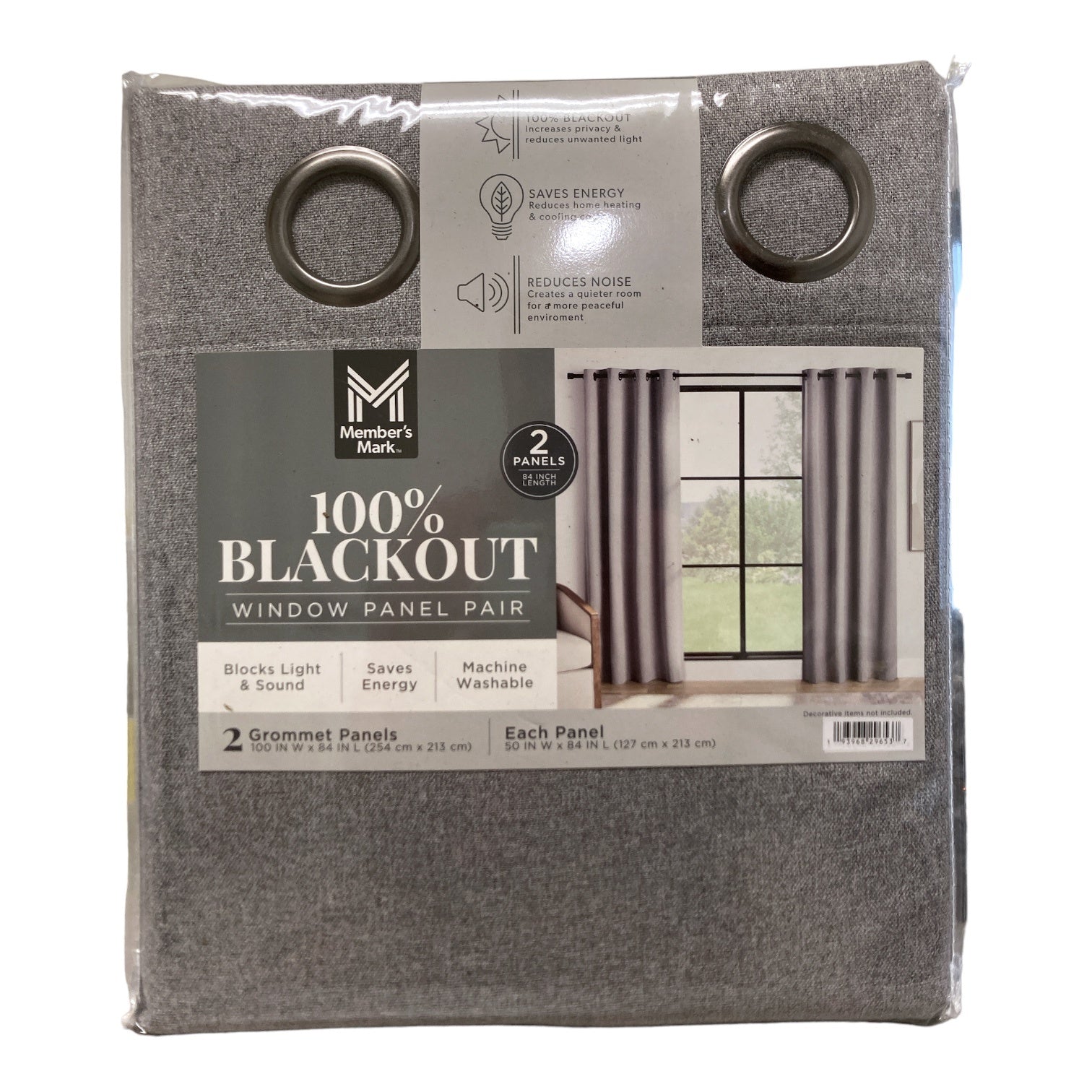 Member's Mark 100% Blackout Grommet Window Panel, 50"x84", 2pk - Bellso