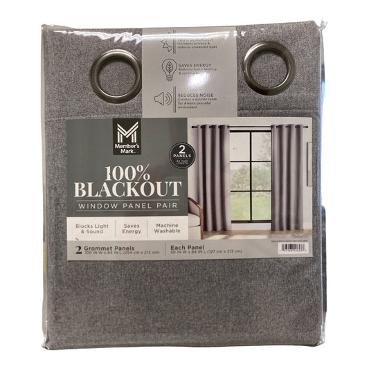 Member's Mark 100% Blackout Grommet Window Panel, 50"x84", 2pk - Bellso