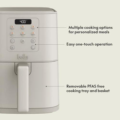 Bella 4qt Slim Air Fryer - Oatmilk - Bellso
