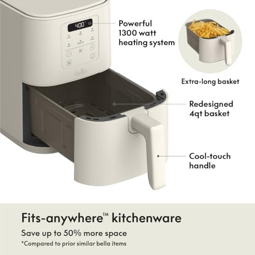Bella 4qt Slim Air Fryer - Oatmilk - Bellso