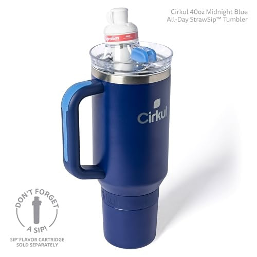 Cirkul 40oz. Midnight Blue Stainless Steel Tumbler with Handle  All-Day StrawSip  Double-Wall Insulated