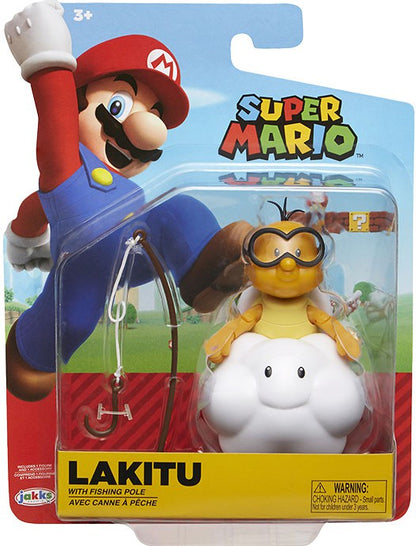 Nintendo Super Mario Lakitu 4” Articulated Figure with Fishing Pole