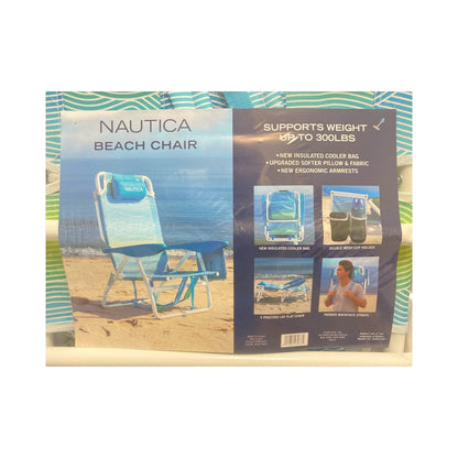 Nautica Beach Chair with Attached Cooler, Dual Cup Holders, and Backpack Straps - Bellso