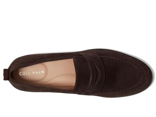 Cole Haan Stassi Penny Loafer Women's Shoes Dark Choco Suede : 7.5 B - Medium, Leather - Bellso