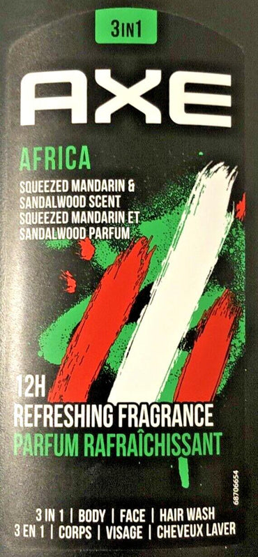 Axe Africa Sandalwood Mandarin Scent 3 in 1 Body Face Hair Wash 8.4 Oz - Bellso