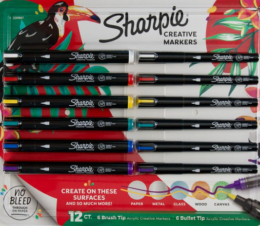 Sharpie Creative Markers  Brush & Bullet Tips  Assorted Colors  12 Count - Bellso