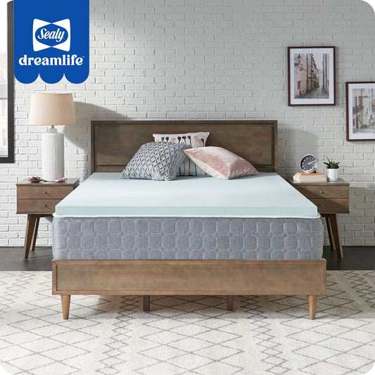 Sealy Dreamlife 1.5-in. Gel Memory Foam Mattress Topper, White Twin