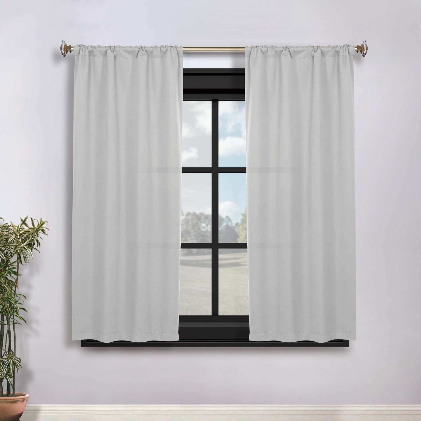 SUPERIOR Solid 2-Piece Room Darkening Rod Pocket Curtain Set, White - Bellso