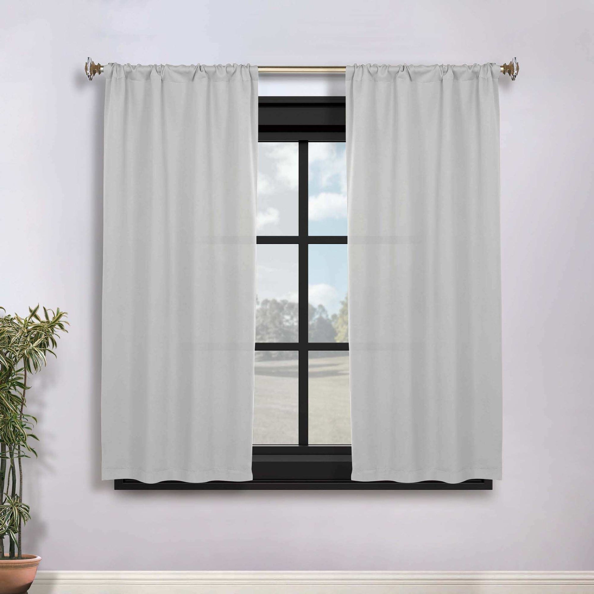 SUPERIOR Solid 2-Piece Room Darkening Rod Pocket Curtain Set, White - Bellso