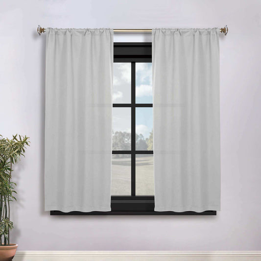 SUPERIOR Solid 2-Piece Room Darkening Rod Pocket Curtain Set, White - Bellso