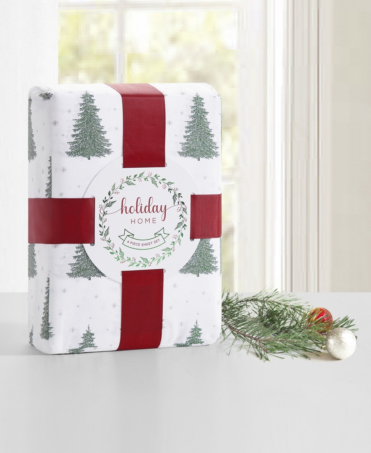 Sanders Printed Microfiber 4-Pc. Sheet Set, Full - Pine Tree - Bellso