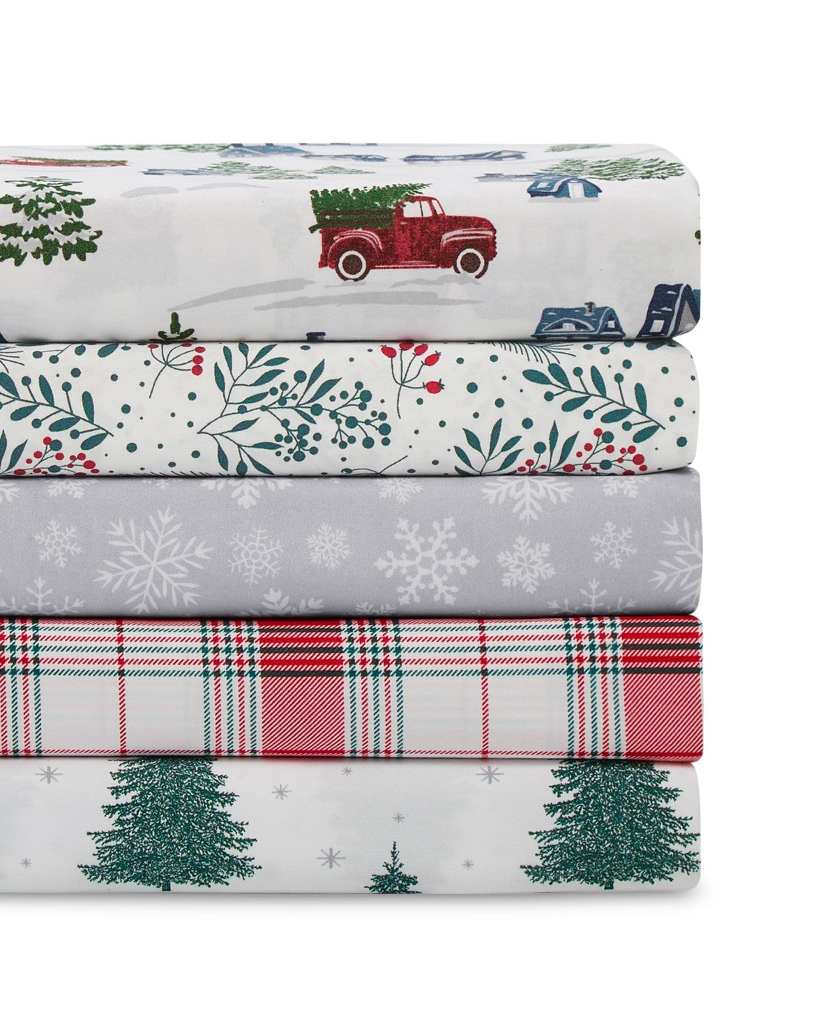 Sanders Printed Microfiber 4-Pc. Sheet Set, Full - Pine Tree - Bellso