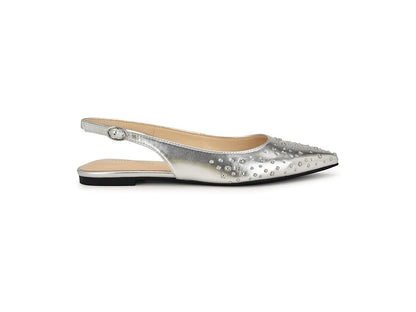 Nine West Beamz Women's Flat Shoes Silver : 8.5 M, Leather - Bellso