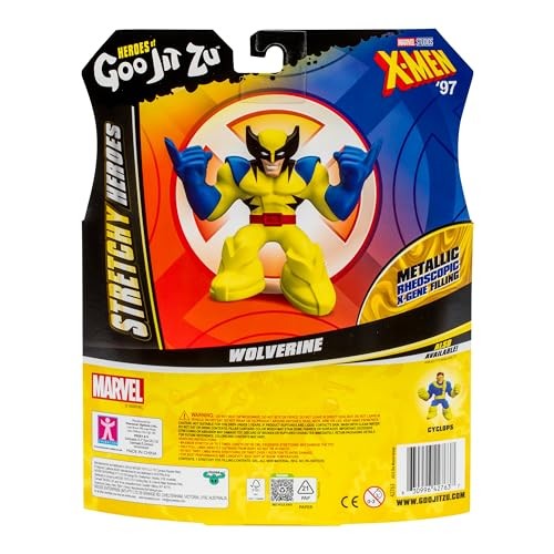 Heroes of Goo Jit Zu Marvel Studios X-Men '97 Wolverine Stretchy Action Figure, with Metallic Rheoscopic X-Gene Filling,Stretch Wolverine up to 3 Time - Bellso