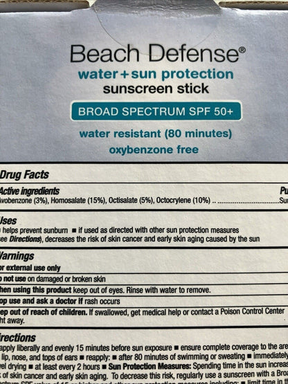Neutrogena Beach Defense Sunscreen Stick 1.5 Oz. SPF50 LOT of 2 EXP:06/27 - Bellso