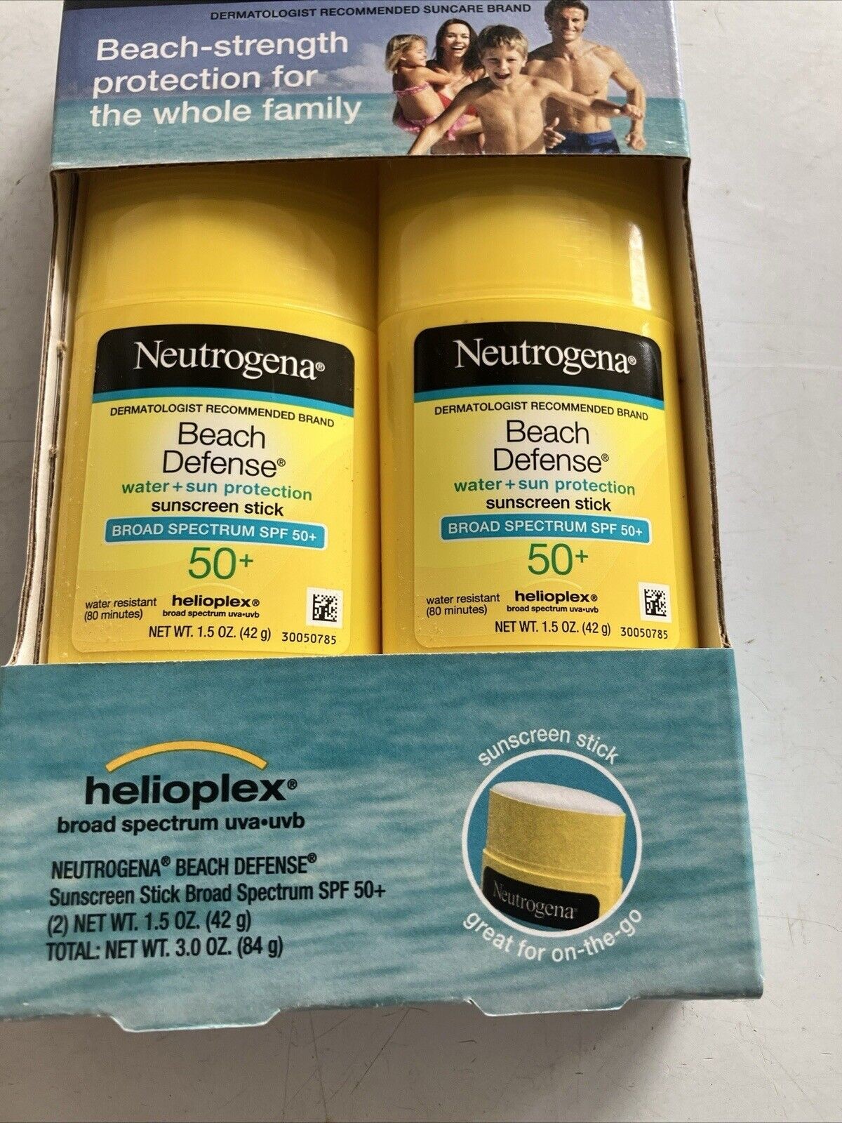 Neutrogena Beach Defense Sunscreen Stick 1.5 Oz. SPF50 LOT of 2 EXP:06/27 - Bellso