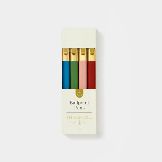 4pk Ballpoint Pen Black Ink - Threshold™: 1.0mm Point, Office Stationery, Art Supplies, 4 Count - Bellso