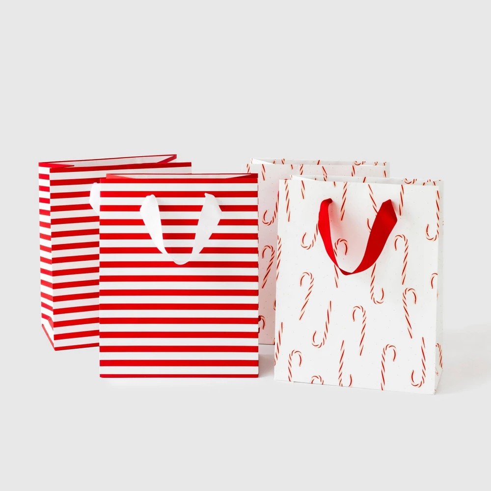 4ct Candy Cane and Stripe Cub Gift Bags - Sugar Paper + Target - Bellso
