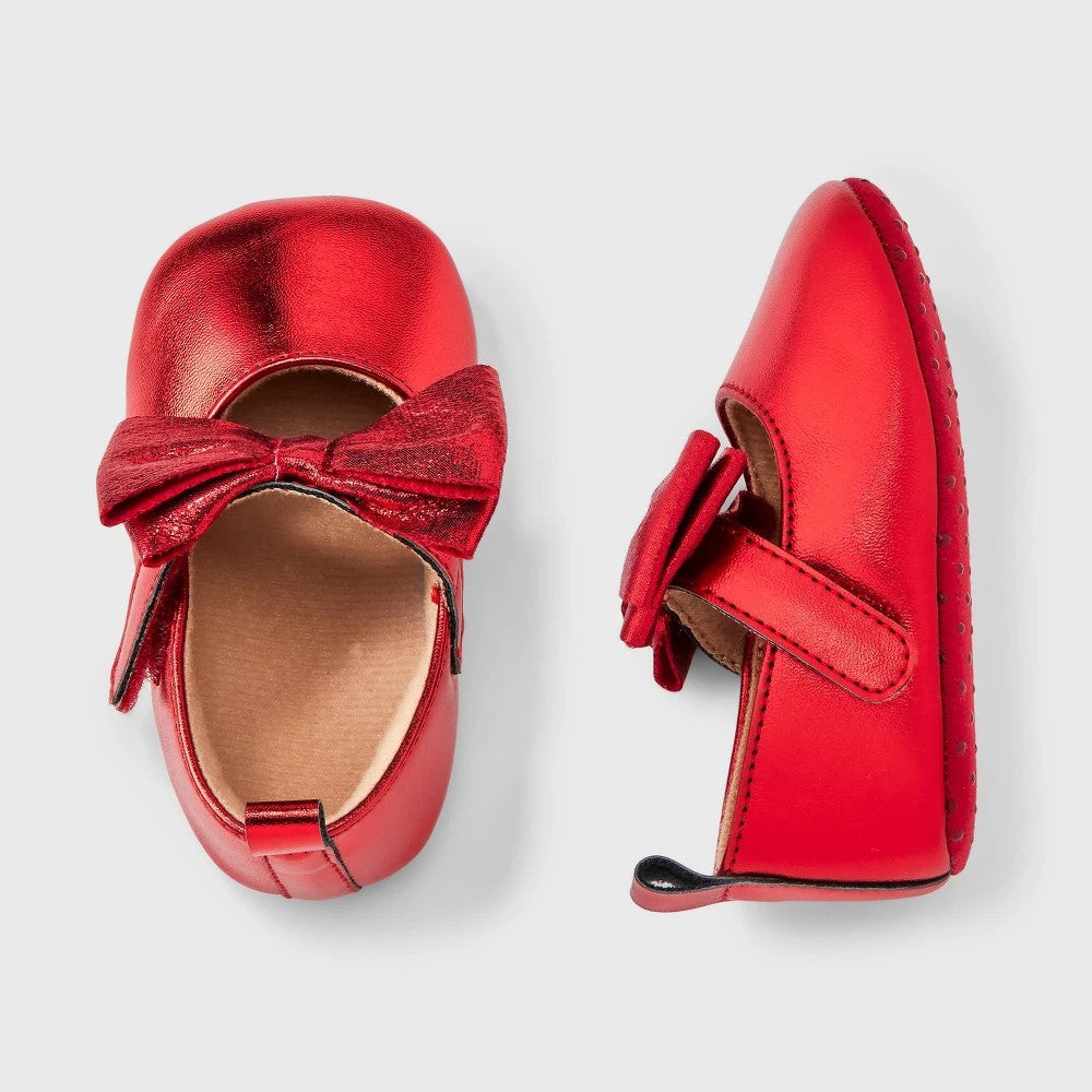 Baby Girls' Bow Dress Flat Shoes - Cat & Jack™ Red 6-9M - Bellso